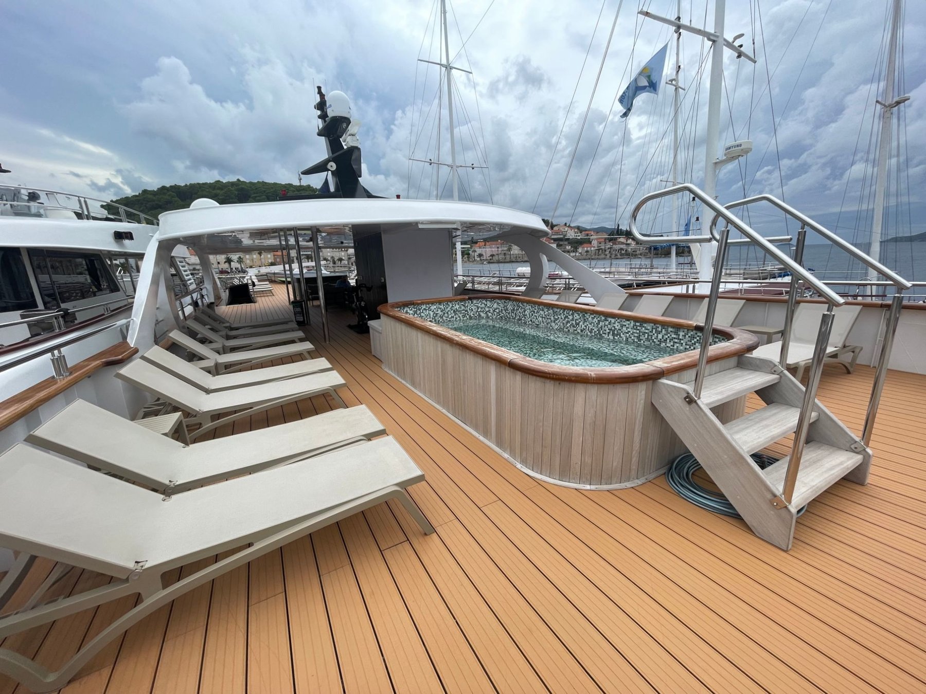 Sun deck of a private charter yacht in Croatia