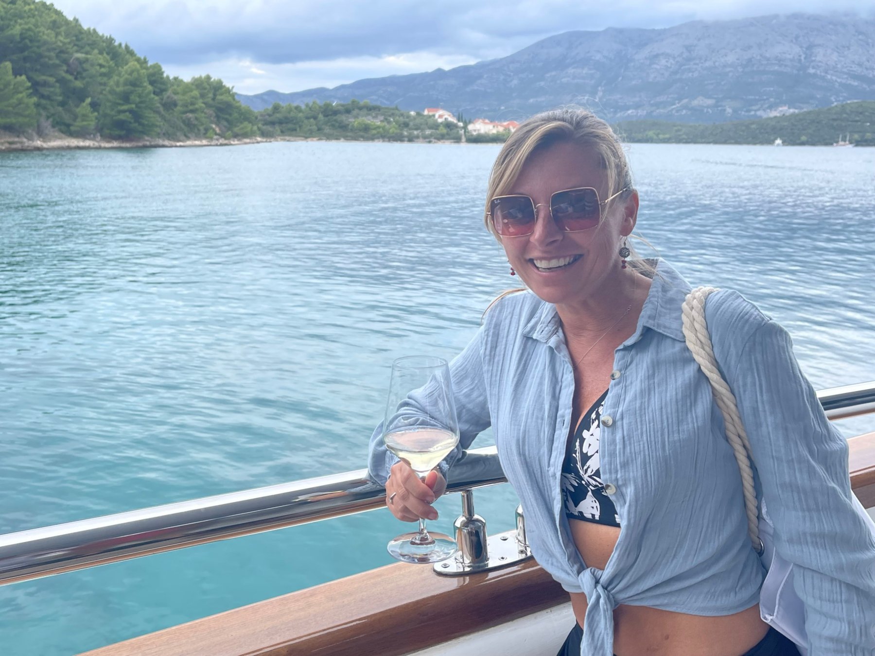 Kristin Freeman on deck during a private yacht charter in Croatia